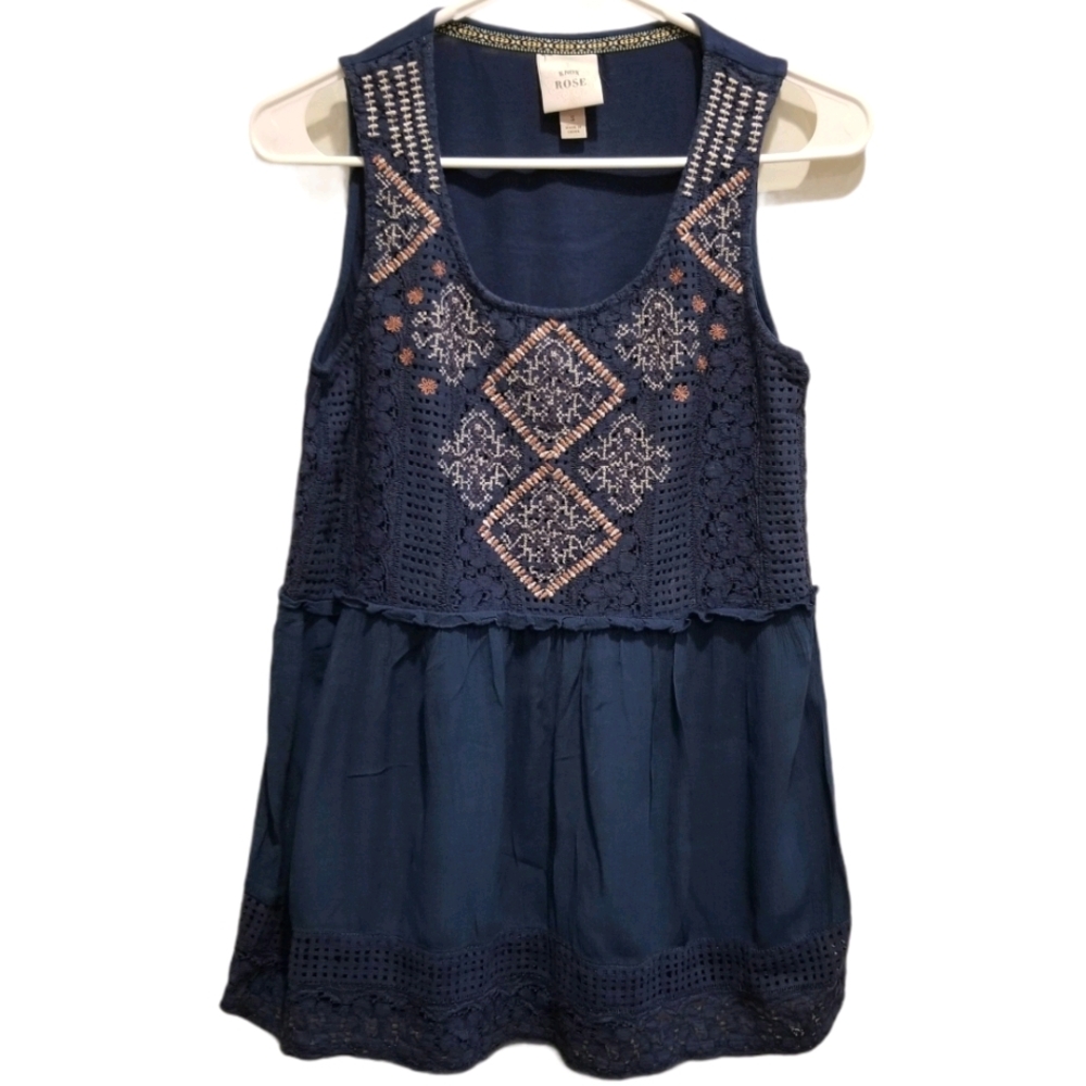 Knox Rose Women's Sleeveless Embroidered Top